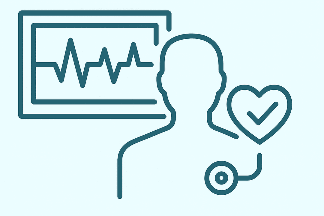 EKG-Analyse auf einem Tablet mit hervorgehobenen Kurven